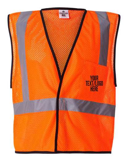 Kishigo - Economy Single Pocket Hook-and-Loop Mesh Vest - 1193-1194 Custom w/ Solid or Reflective Print