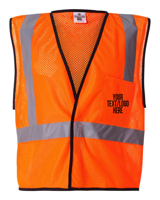 Kishigo - Economy Single Pocket Hook-and-Loop Mesh Vest - 1193-1194 Custom w/ Solid or Reflective Print