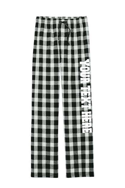 District Unisex Black White Buffalo Flannel Pants w/ Custom Text/Logo