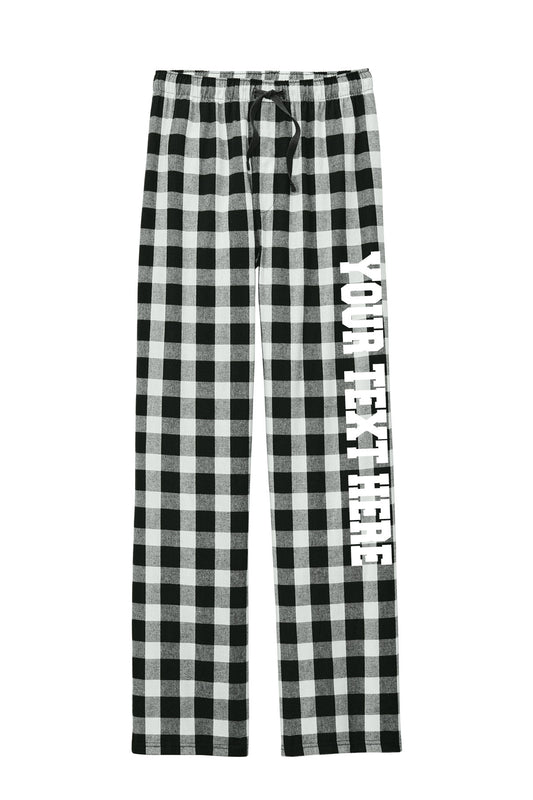 District Unisex Black White Buffalo Flannel Pants w/ Custom Text/Logo