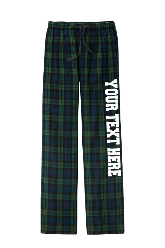District Unisex Forest Green and Navy Flannel Pants w/ Custom Text/Logo