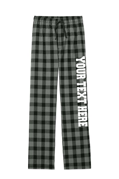 District Unisex Grey and Black Buffalo Flannel Pants w/ Custom Text/Logo