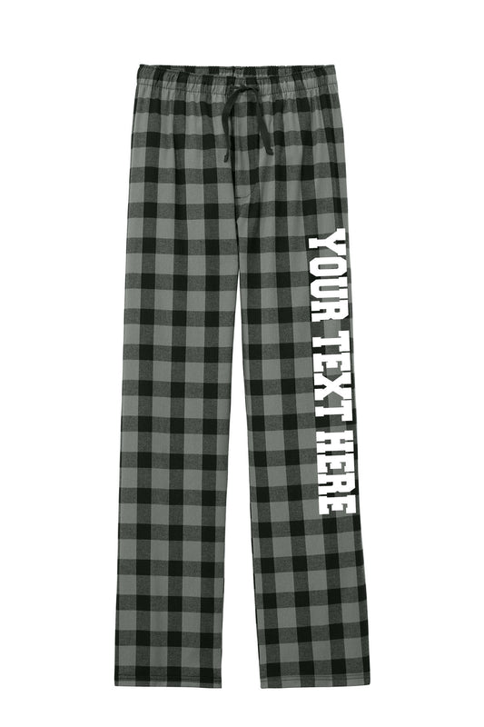 District Unisex Grey and Black Buffalo Flannel Pants w/ Custom Text/Logo