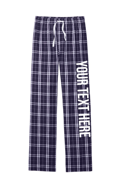 District Unisex Purple and White Flannel Pants w/ Custom Text/Logo