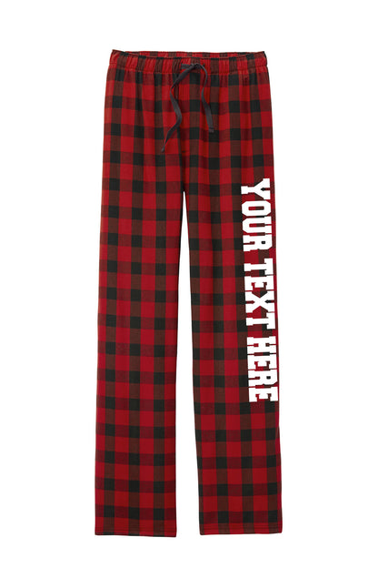 District Unisex Red and Black Buffalo Flannel Pants w/ Custom Text/Logo