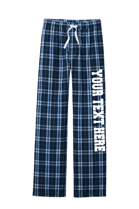 District Unisex Navy and Carolina Blue Flannel Pants w/ Custom Text/Logo