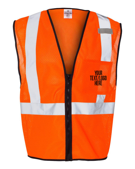 Kishigo - Single Pocket Zipper Mesh Class 2 Vest - 1519-1520 Custom w/ Solid or Reflective Print