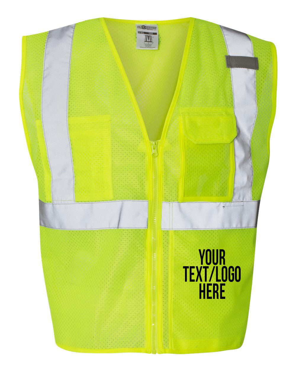 Kishigo - Clear ID Vest with Zipper Closure - 1532 Custom w/ Solid or Reflective Print
