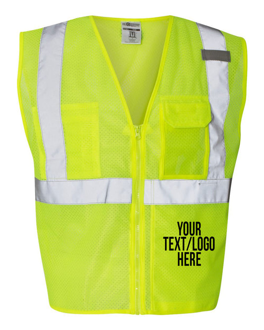Kishigo - Clear ID Vest with Zipper Closure - 1532 Custom w/ Solid or Reflective Print