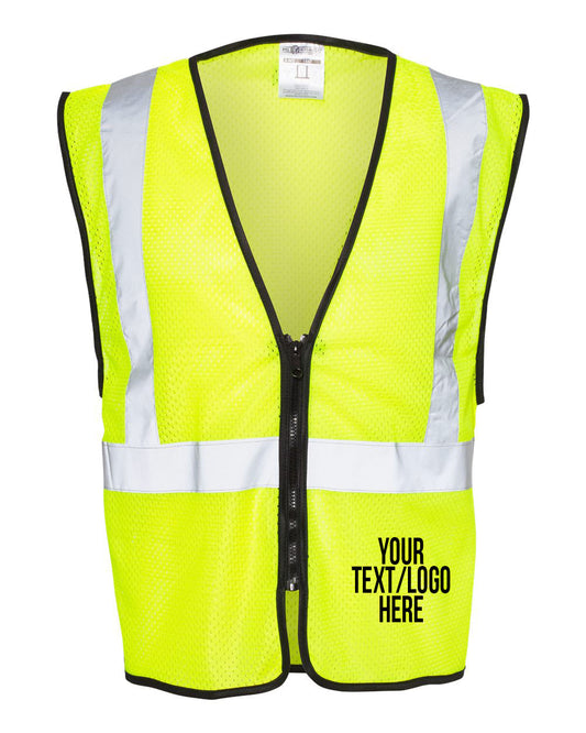 Kishigo - Zippered Mesh Economy Class 2 Vest - 1547-1548 Custom w/ Solid or Reflective Print