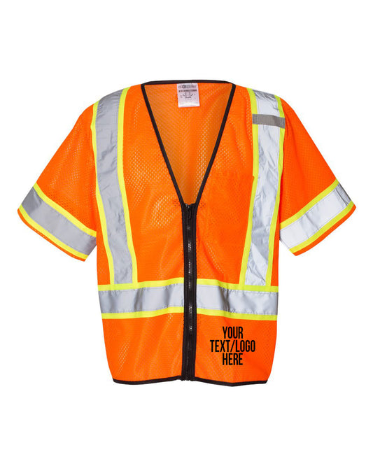 Kishigo - Class 3 Mesh Zippered Vest - 1565-1566 Custom w/ Solid or Reflective Print