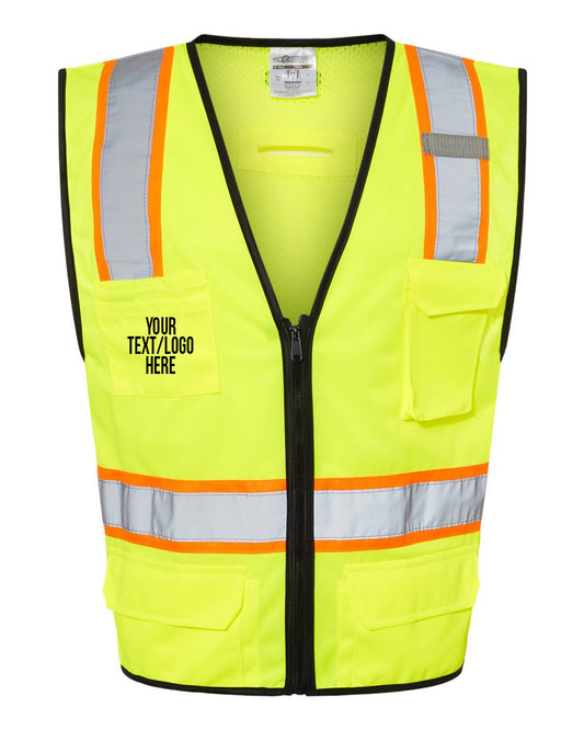Kishigo - 6 Pocket Contrast Class 2 Vest - 1580-1581 Custom w/ Solid or Reflective Print
