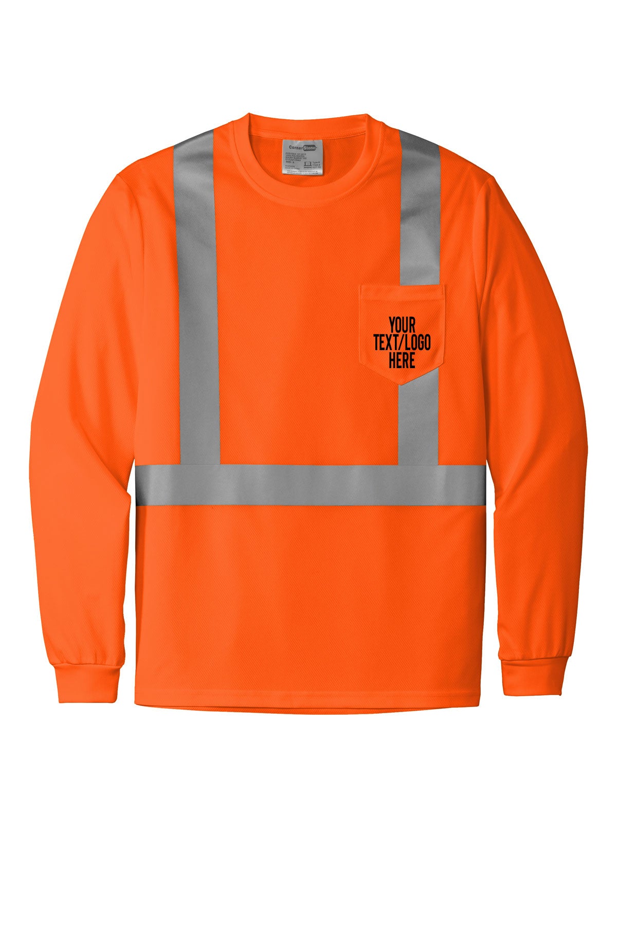 CS201 CornerStone® ANSI 107 Class 2 Mesh Long Sleeve Tee Custom w/ Solid or Reflective Print