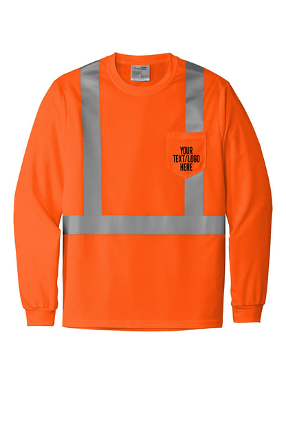 CS201 CornerStone® ANSI 107 Class 2 Mesh Long Sleeve Tee Custom w/ Solid or Reflective Print