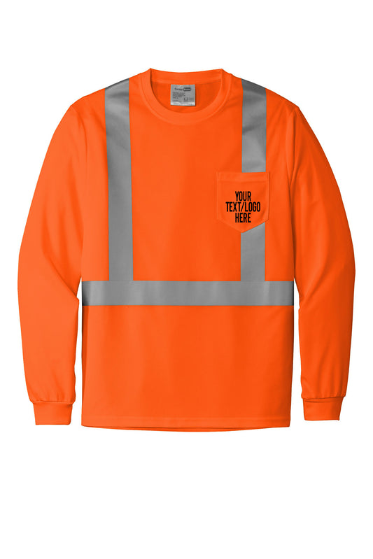 CS201 CornerStone® ANSI 107 Class 2 Mesh Long Sleeve Tee Custom w/ Solid or Reflective Print