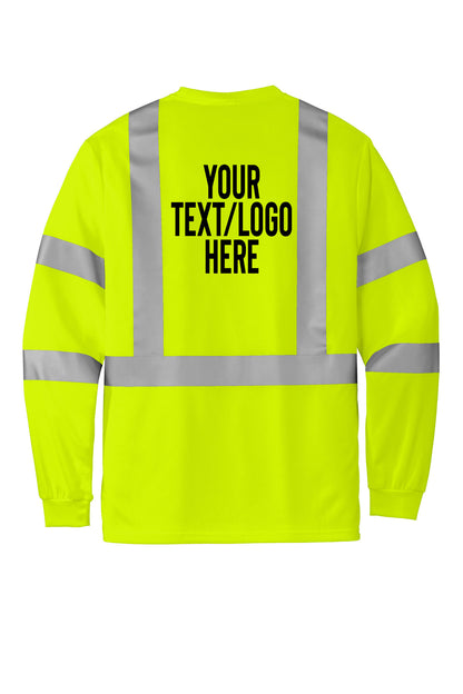 CS203 CornerStone® ANSI 107 Class 3 Mesh Long Sleeve Tee Custom w/ Solid or Reflective Print
