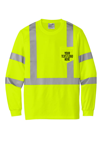 CS203 CornerStone® ANSI 107 Class 3 Mesh Long Sleeve Tee Custom w/ Solid or Reflective Print