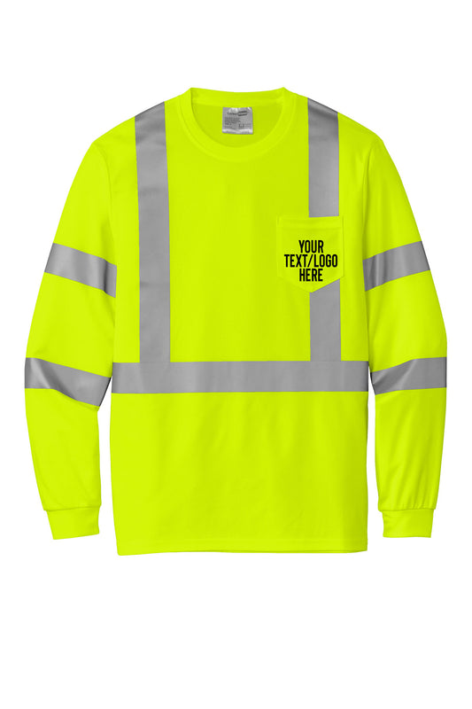 CS203 CornerStone® ANSI 107 Class 3 Mesh Long Sleeve Tee Custom w/ Solid or Reflective Print