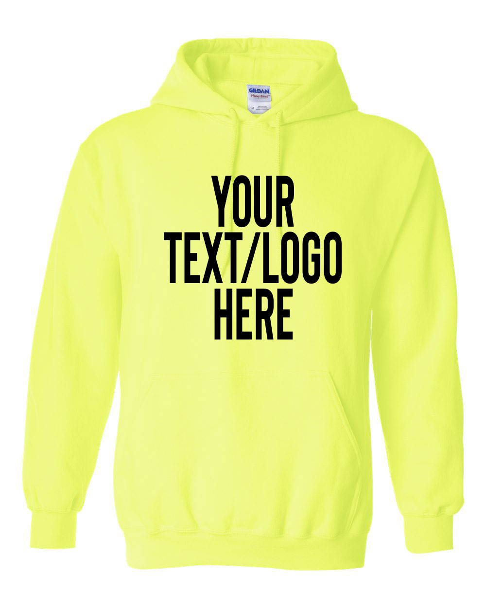 Gildan 18500 Safety Green Hooded Sweatshirt Meets ANSI / ISEA 107 Standards