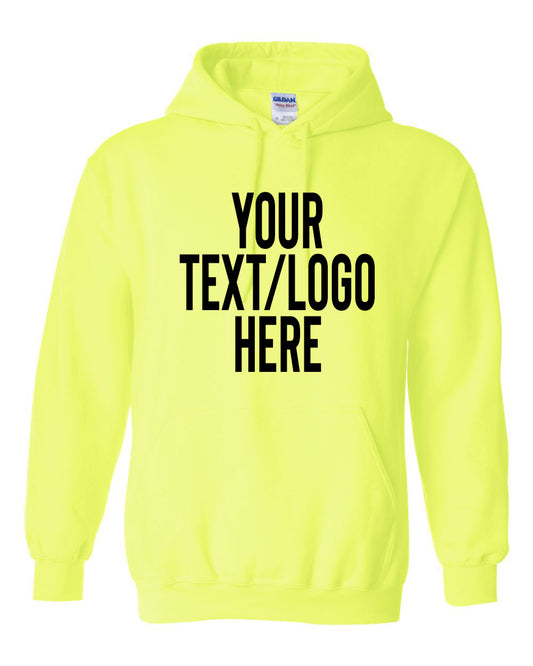 Gildan 18500 Safety Green Hooded Sweatshirt Meets ANSI / ISEA 107 Standards