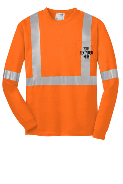 CS401LS CornerStone® ANSI 107 Class 2 Long Sleeve Safety T-Shirt Custom w/ Solid or Reflective Print
