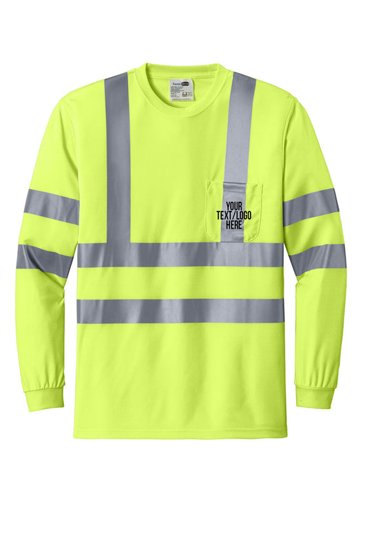 CS409 CornerStone® - ANSI 107 Class 3 Long Sleeve Snag-Resistant Reflective T-Shirt Custom w/ Solid or Reflective Print