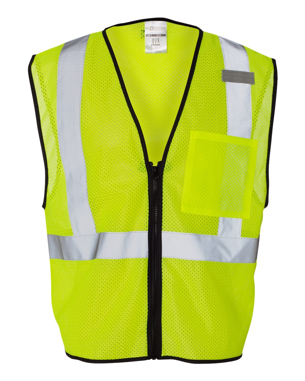 Kishigo - Single Pocket Zipper Mesh Class 2 Vest - 1519-1520 Custom w/ Solid or Reflective Print