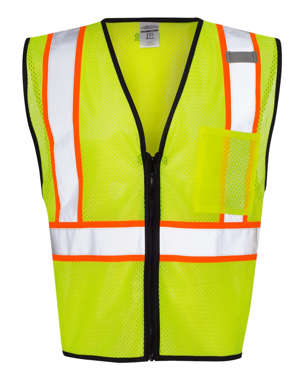 Kishigo - Economy Contrasting Vest with Zippered Front - 1527-1528 Custom w/ Solid or Reflective Print