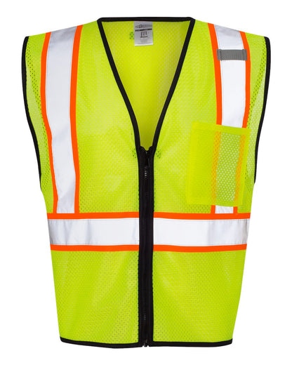 Kishigo - Economy Contrasting Vest with Zippered Front - 1527-1528 Custom w/ Solid or Reflective Print