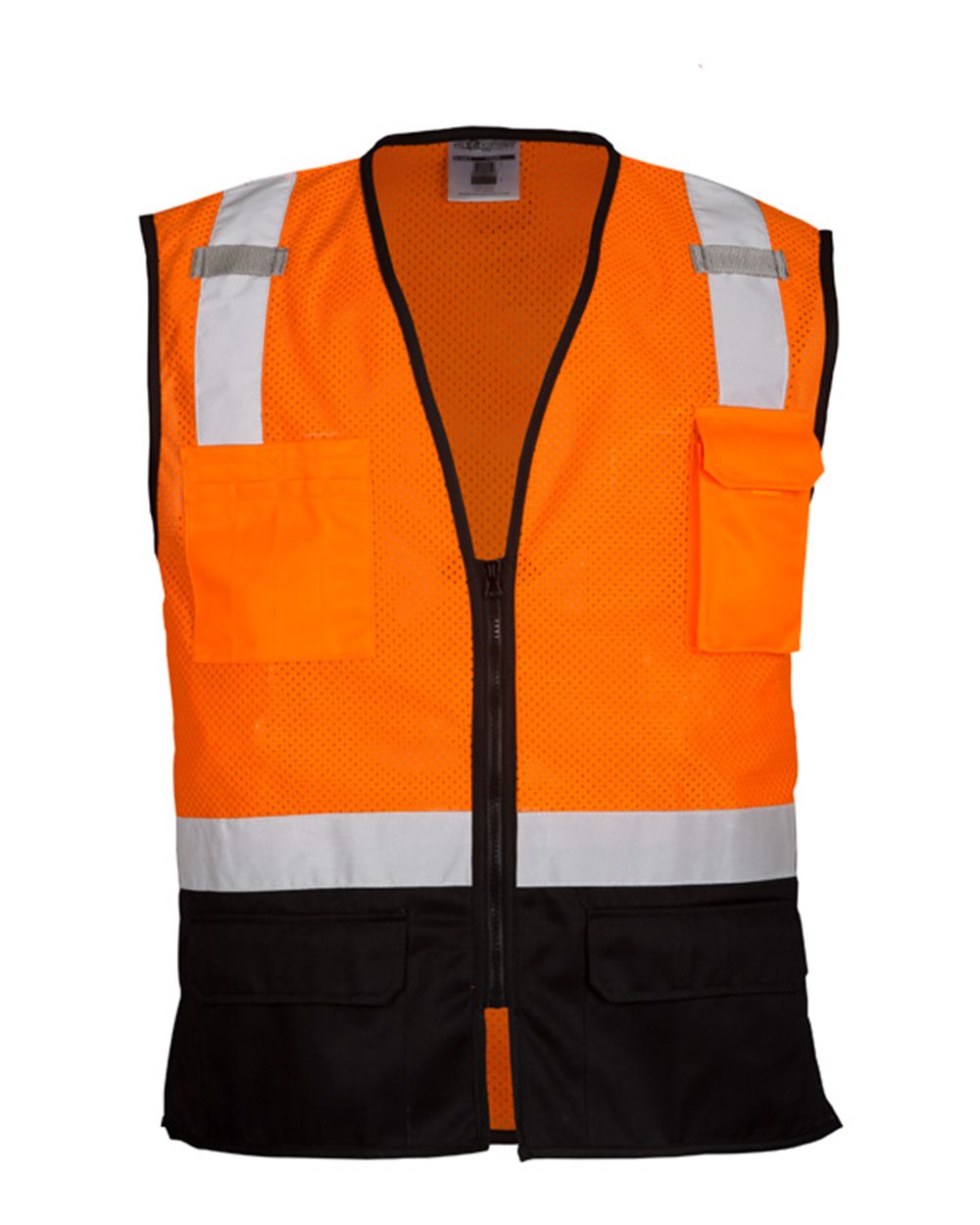 Kishigo - Black Bottom Mesh Class 2 Vest - 1509 Custom w/ Solid or Reflective Print