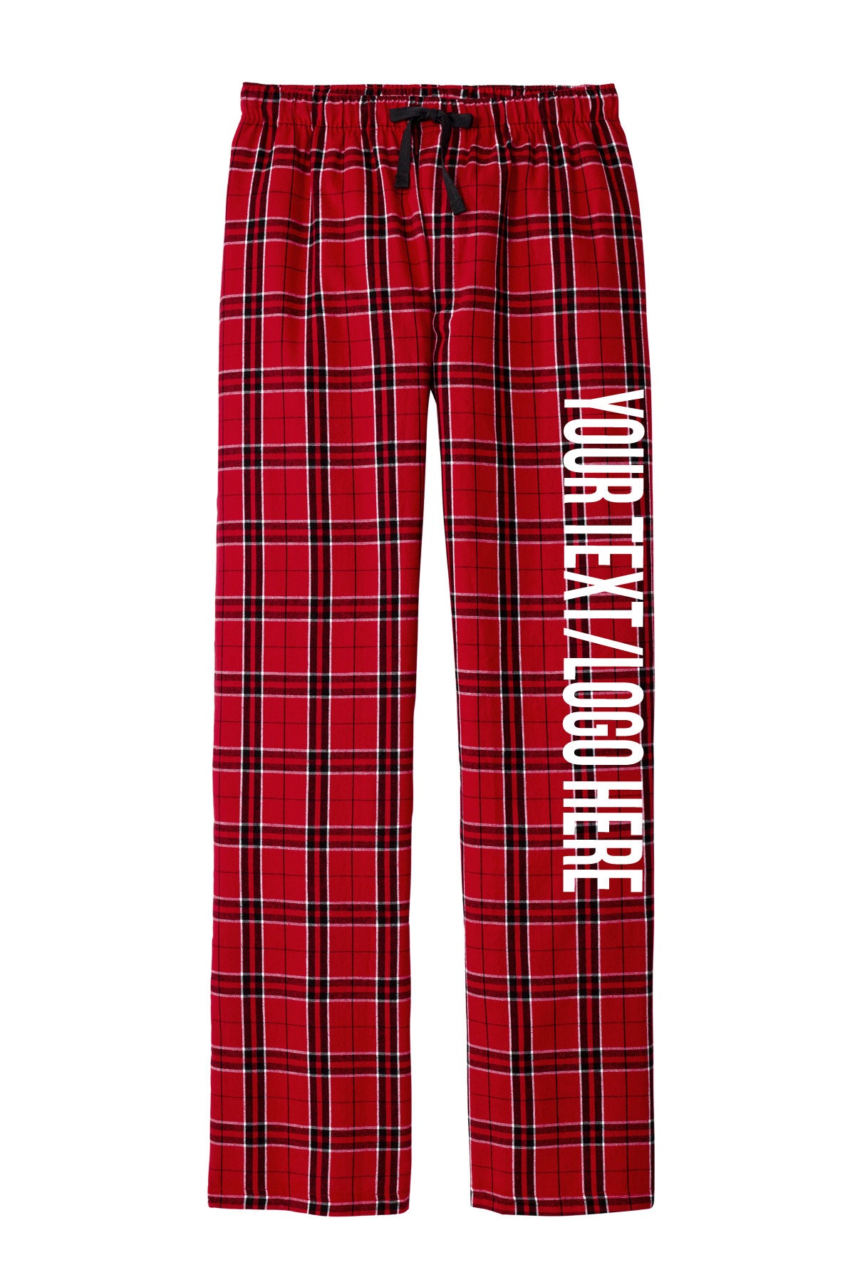 District Unisex Red and Black Flannel Pants w/ Custom Text/Logo