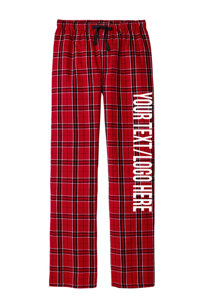 District Unisex Red and Black Flannel Pants w/ Custom Text/Logo