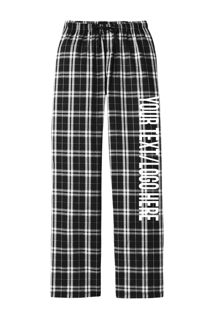 District Unisex Black and White Flannel Pants w/ Custom Text/Logo