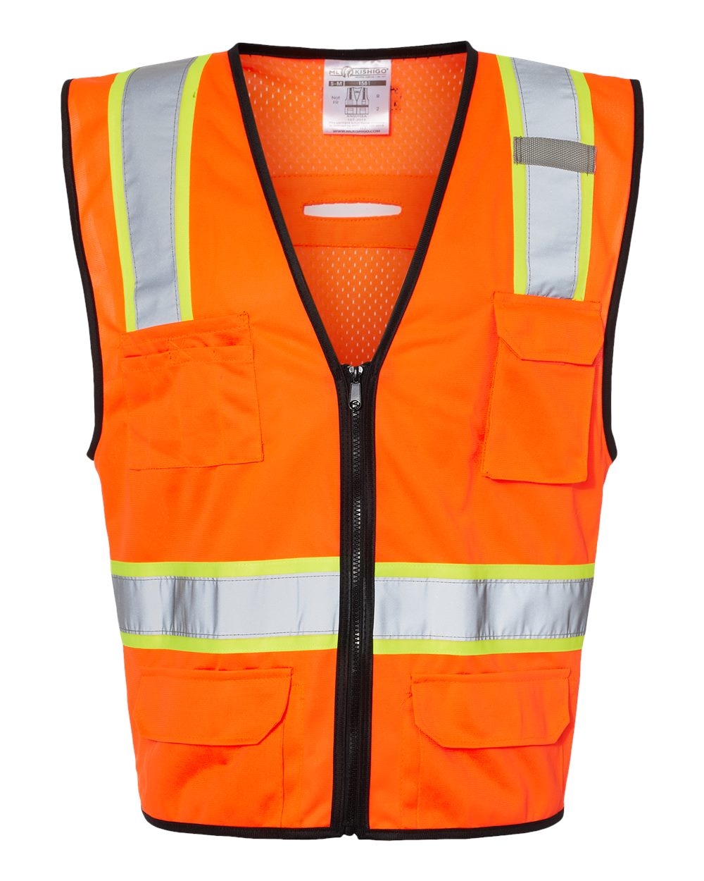 Kishigo - 6 Pocket Contrast Class 2 Vest - 1580-1581 Custom w/ Solid or Reflective Print