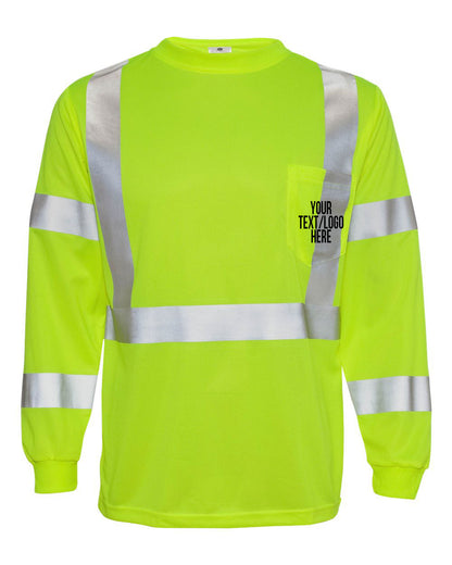 Kishigo - Long Sleeve Class 3 T-Shirt - 9145-9146 Custom w/ Solid or Reflective Print