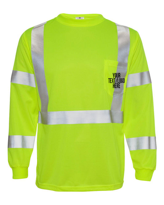 Kishigo - Long Sleeve Class 3 T-Shirt - 9145-9146 Custom w/ Solid or Reflective Print