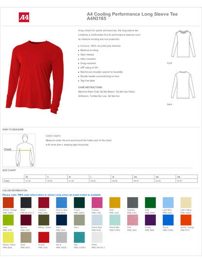A4 - Cooling Performance Long Sleeve T-Shirt 44+ UPF - N3165