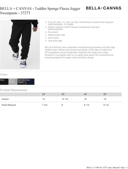 YOUTH BELLA + CANVAS - Youth and Toddler Jogger Sweatpants - 3727Y