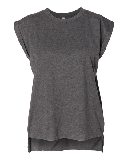 Customized BELLA + CANVAS Women’s Flowy Rolled Cuffs Muscle Tee 8804