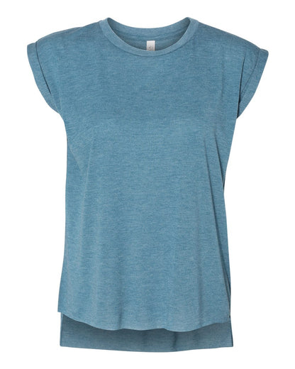 Customized BELLA + CANVAS Women’s Flowy Rolled Cuffs Muscle Tee 8804