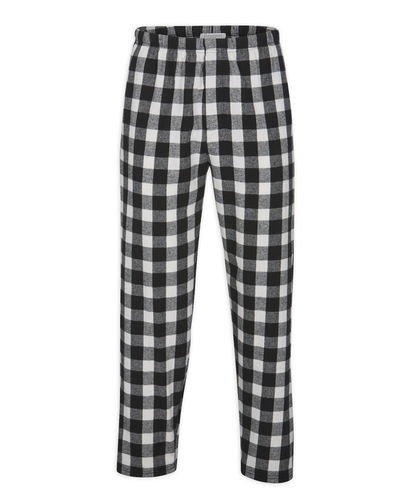 Boxercraft Unisex Flannel Pants Black and White Buffalo Flannel Pants with Custom Text