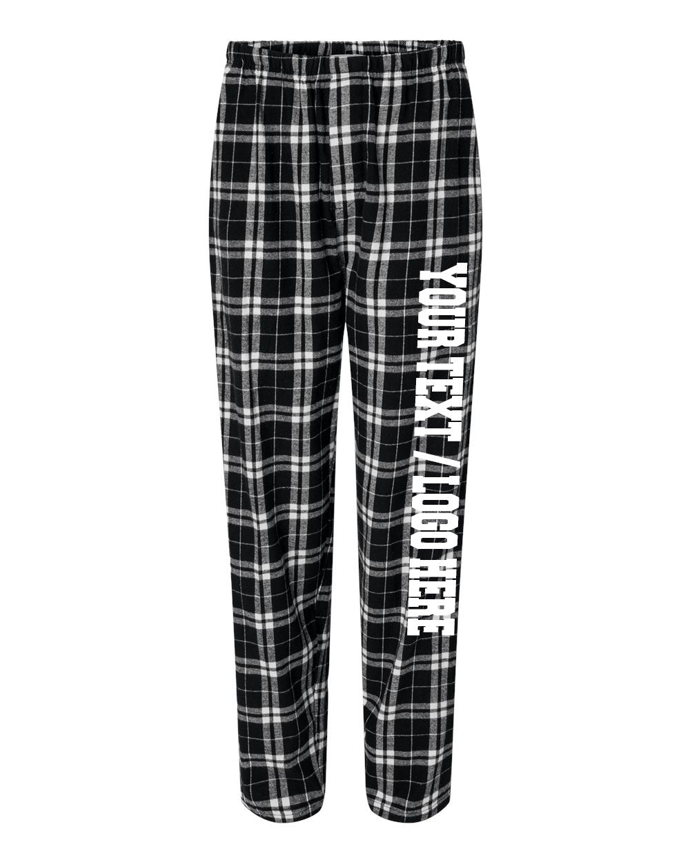 Boxercraft Unisex and Youth Flannel Pants Black and White Flannel Pants with Custom Text