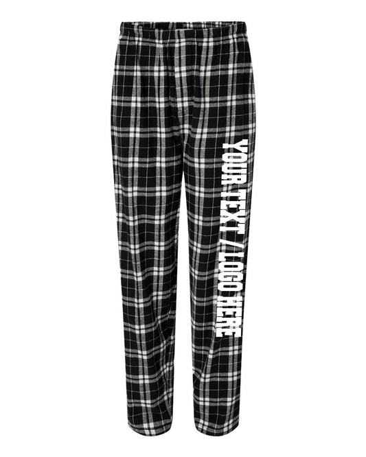 Boxercraft Unisex and Youth Flannel Pants Black and White Flannel Pants with Custom Text
