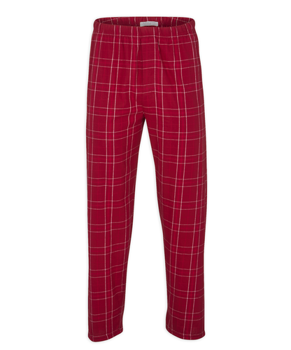 Boxercraft Unisex Flannel Pants Crimson Field Day Plaid Flannel Pants with Custom Text