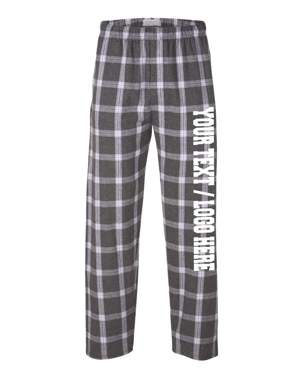 Boxercraft Unisex Flannel Pants Charcoal and Lavender Flannel Pants with Custom Text