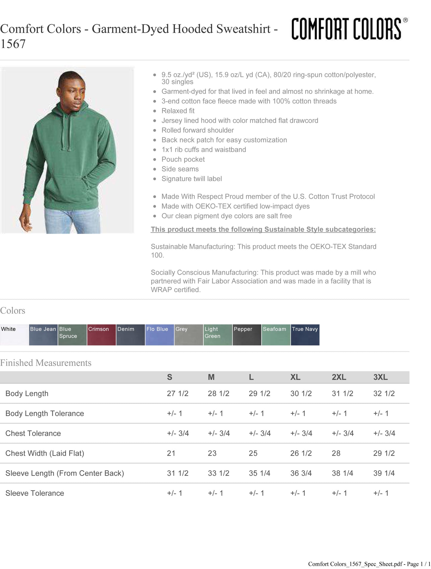 Comfort Colors - Garment-Dyed Hooded Sweatshirt - 1567