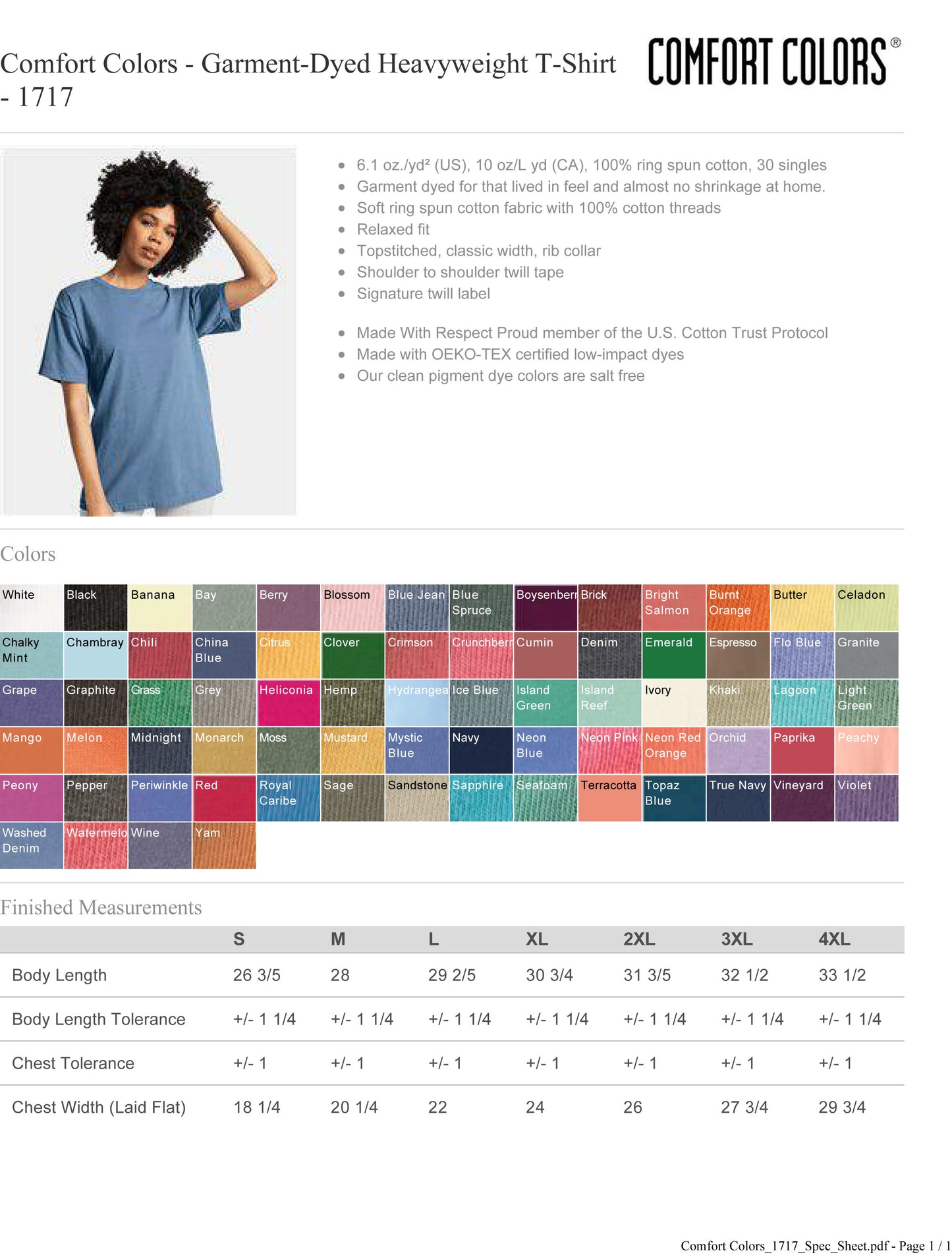 Customized Comfort Colors Garment Dyed Heavyweight 1717 Tshirt