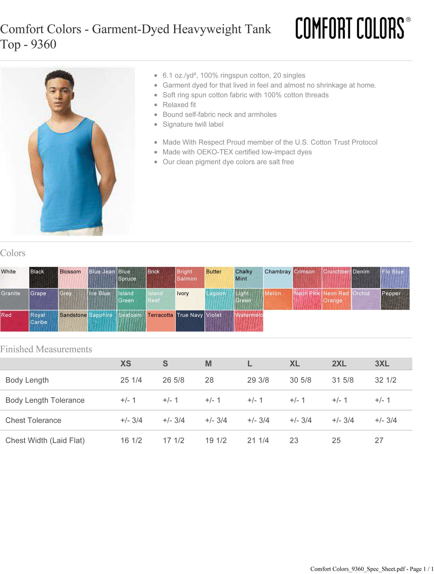 Customized Comfort Colors Garment Dyed Heavyweight Tank Top 9360