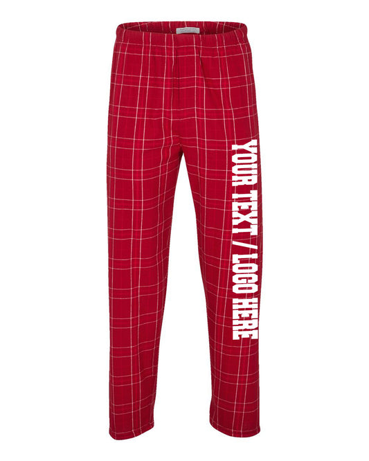 Boxercraft Unisex Flannel Pants Crimson Field Day Plaid Flannel Pants with Custom Text