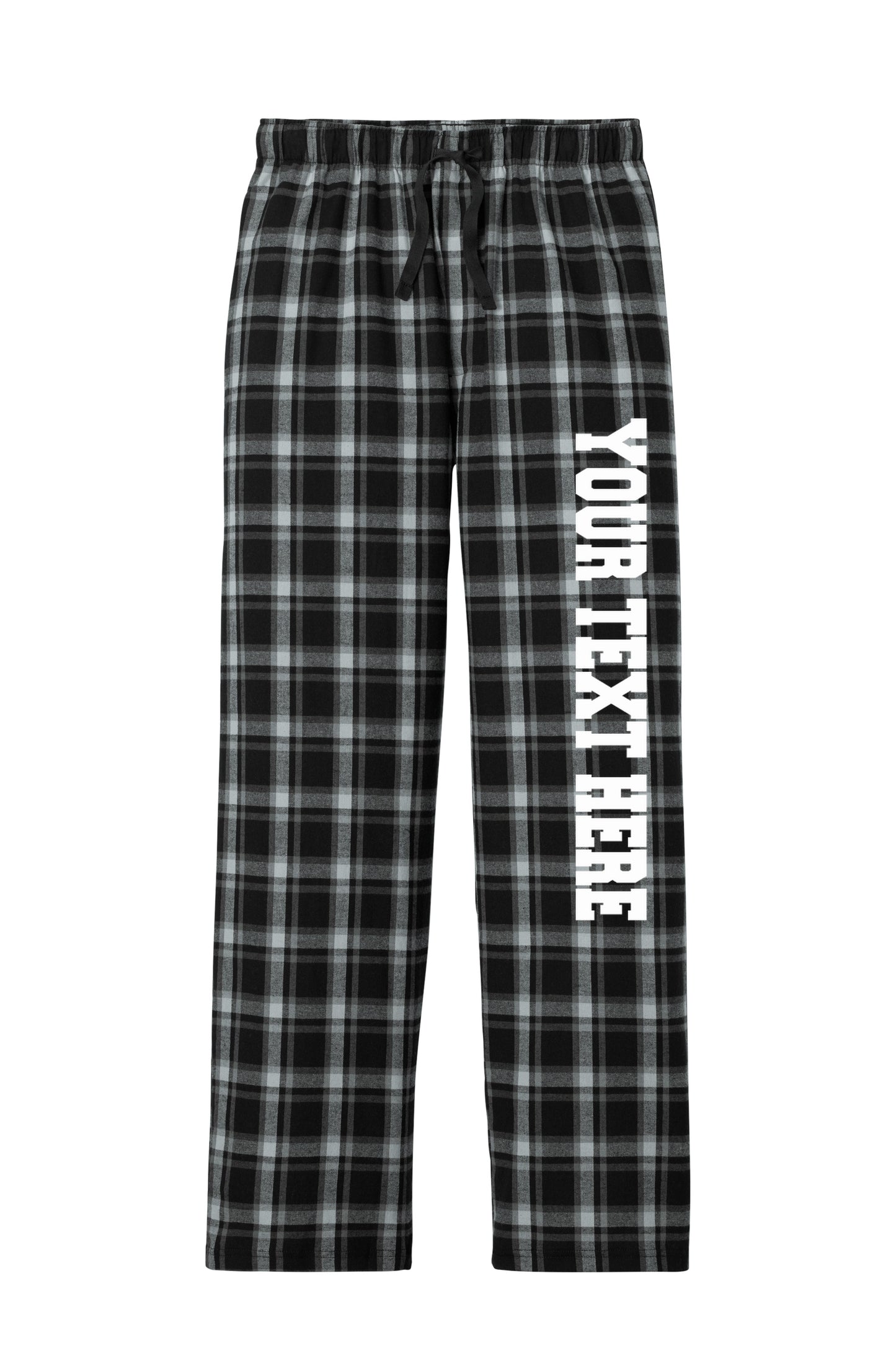 District Unisex Black and Grey Flannel Pants w/ Custom Text/Logo